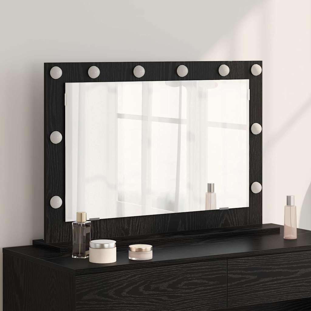 vidaXL Vanity Mirror Rectangular with Mirror Black Oak 80 x 15 x 18 cm