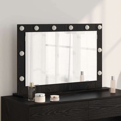 vidaXL Vanity Mirror Rectangular with Mirror Black Oak 80 x 15 x 18 cm