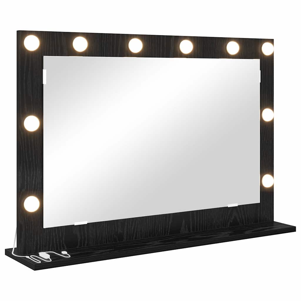 vidaXL Vanity Mirror Rectangular with Mirror Black Oak 80 x 15 x 18 cm