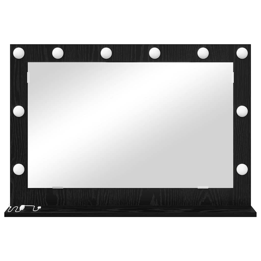 vidaXL Vanity Mirror Rectangular with Mirror Black Oak 80 x 15 x 18 cm