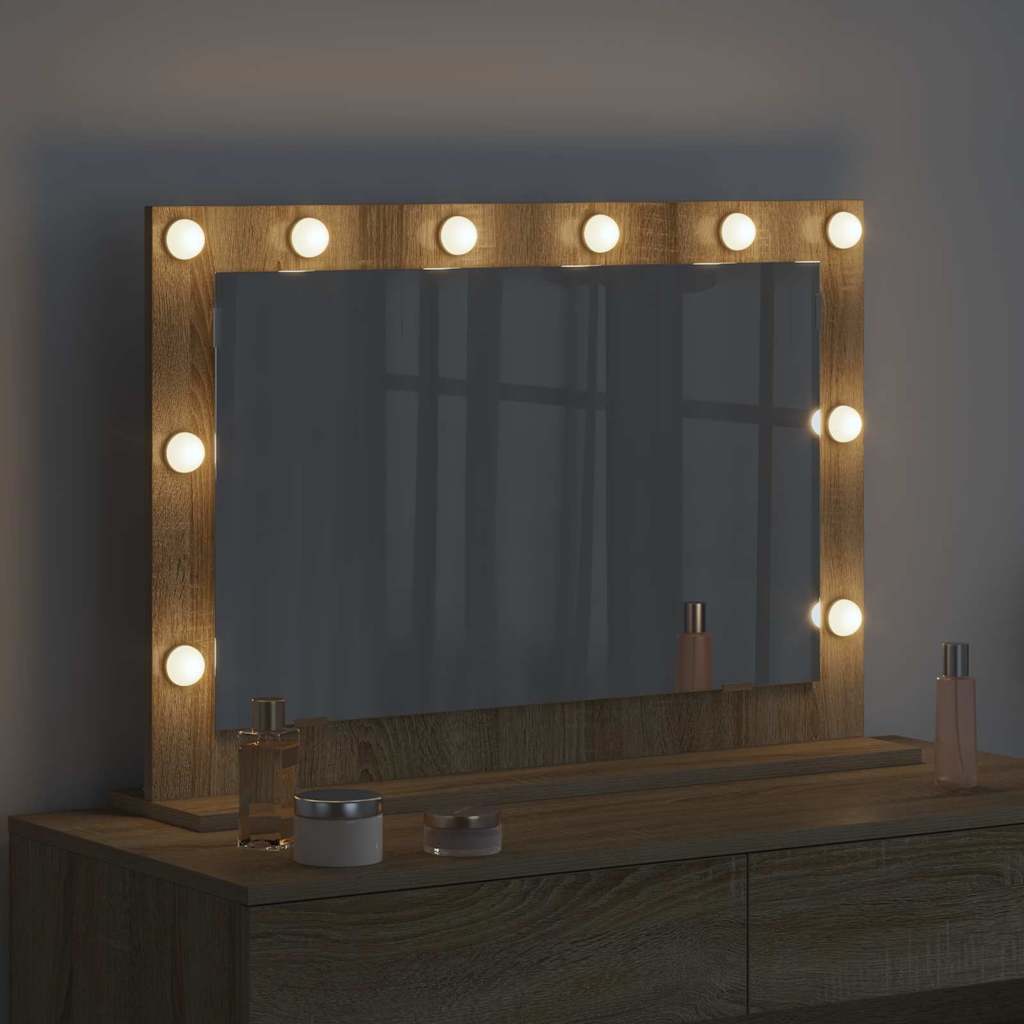 vidaXL Vanity Mirror Rectangular Sonoma Oak 80 x 55 x 18 cm