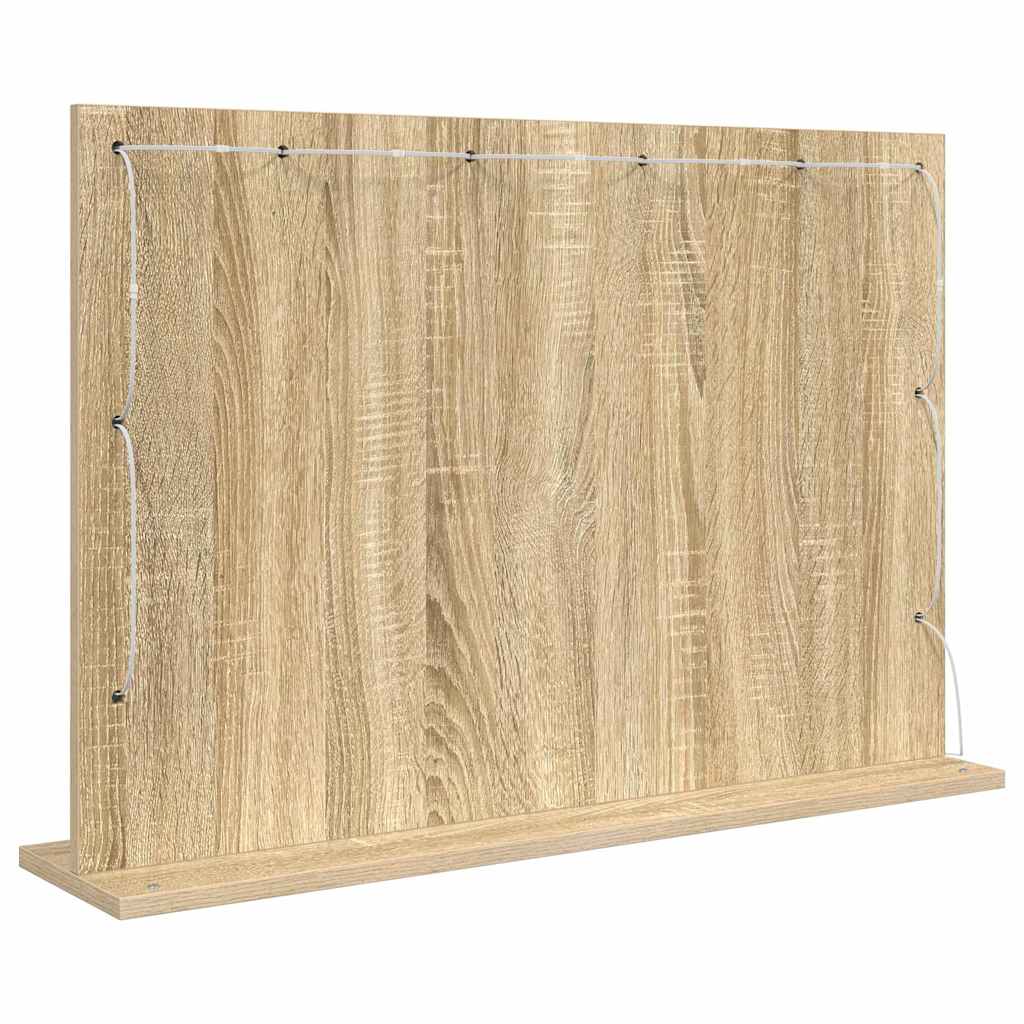 vidaXL Vanity Mirror Rectangular Sonoma Oak 80 x 55 x 18 cm