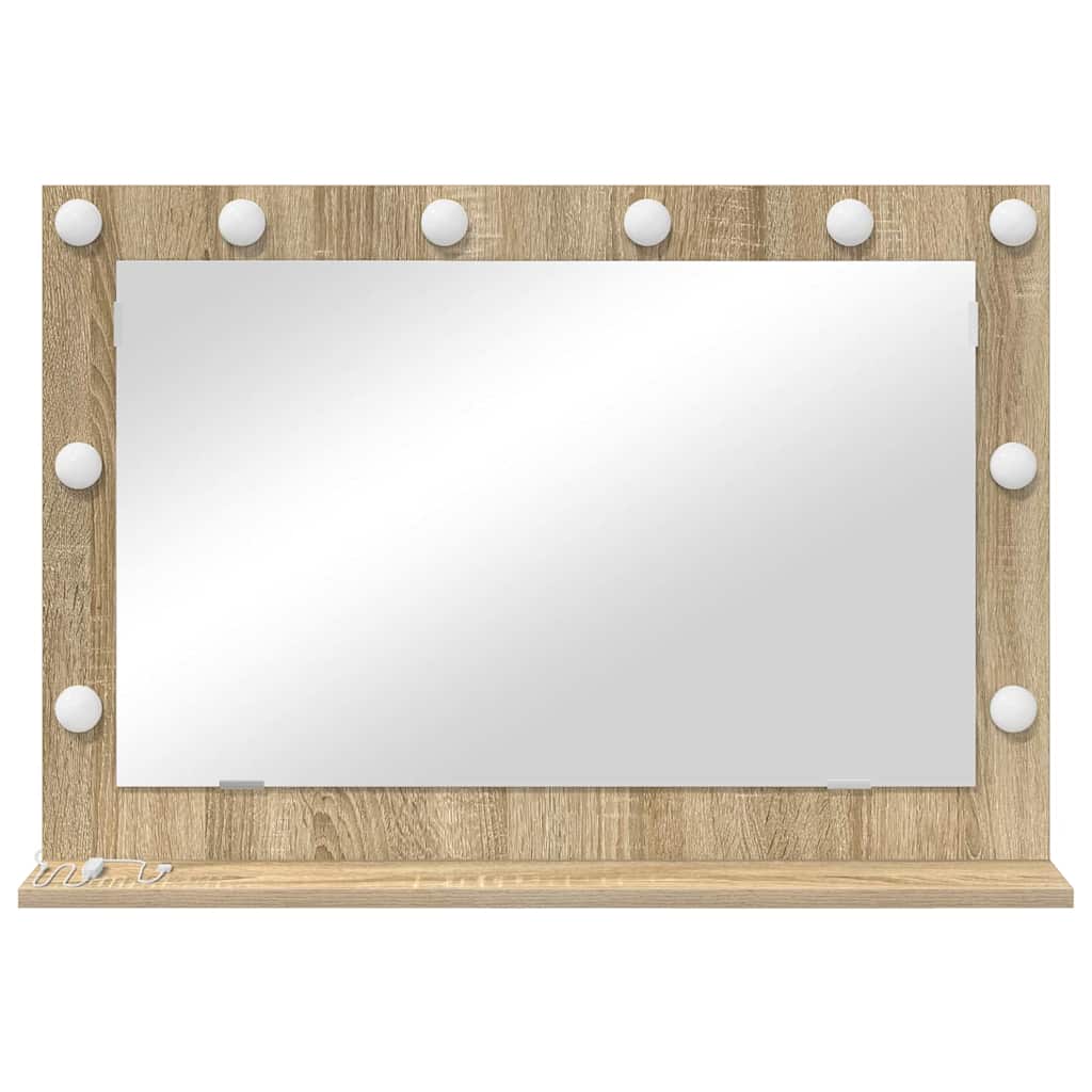 vidaXL Vanity Mirror Rectangular Sonoma Oak 80 x 55 x 18 cm