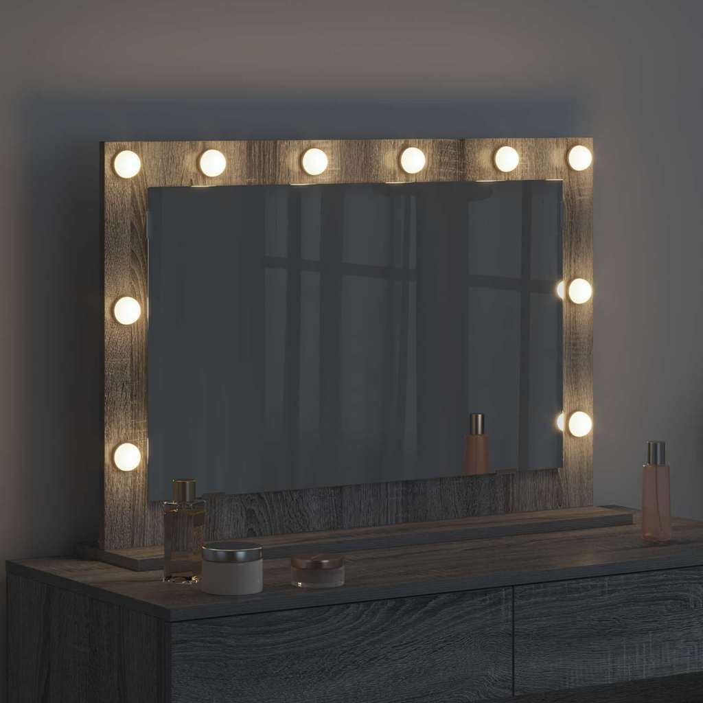 vidaXL Vanity Mirror Rectangular Grey Sonoma 80 x 55 x 18 cm