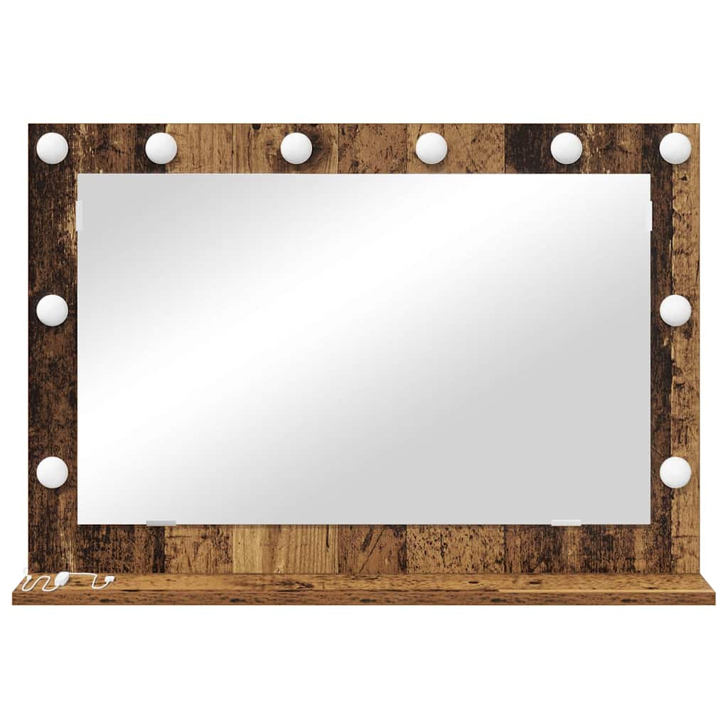 vidaXL Vanity Mirror Rectangular with Mirror Old Wood 80 x 55 x 18 cm