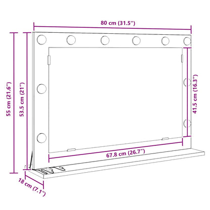 vidaXL Vanity Mirror Rectangular with Mirror Old Wood 80 x 55 x 18 cm