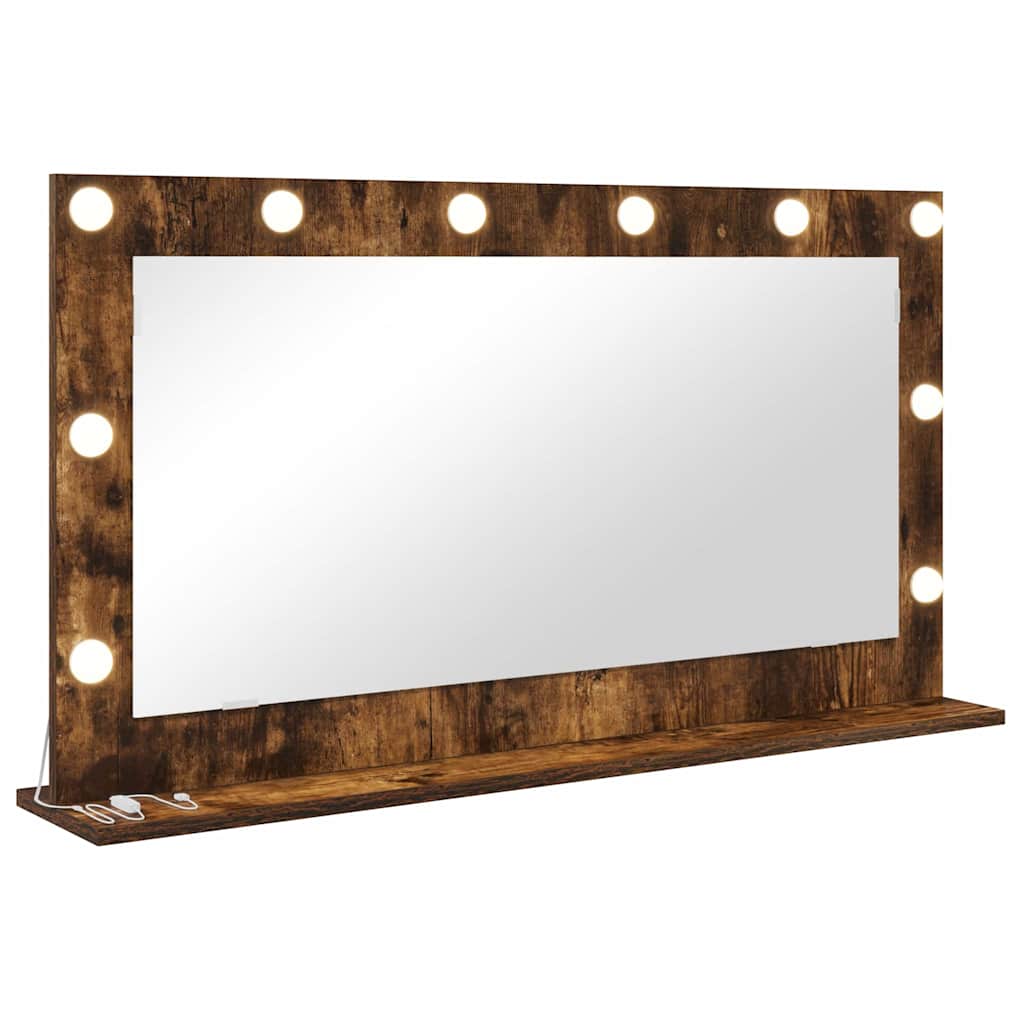 vidaXL Vanity Mirror Rectangular Smoked Oak 100 x 55 x 18 cm