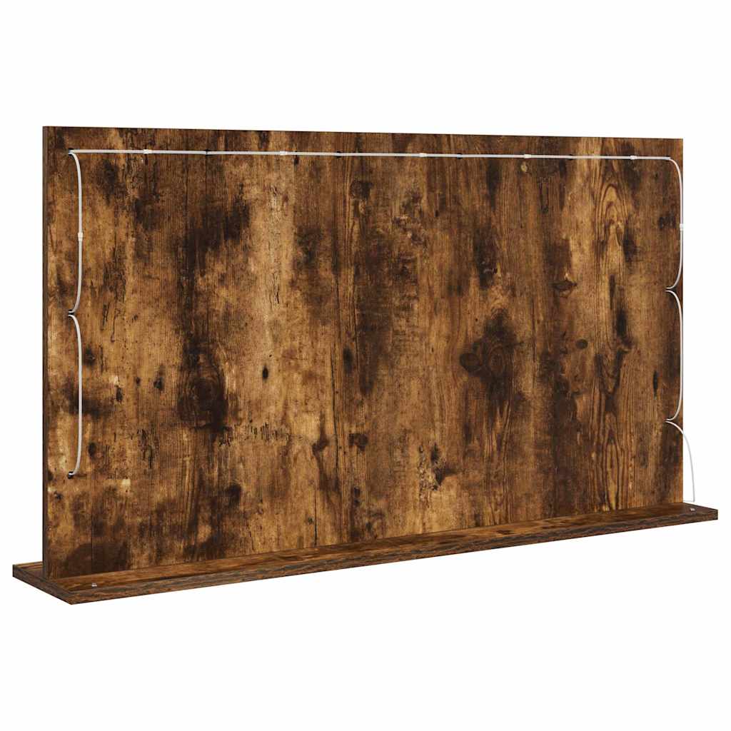vidaXL Vanity Mirror Rectangular Smoked Oak 100 x 55 x 18 cm
