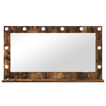 vidaXL Vanity Mirror Rectangular Smoked Oak 100 x 55 x 18 cm