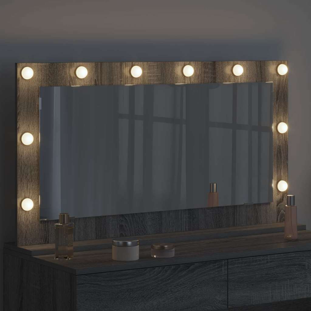 vidaXL Vanity Mirror Rectangular Grey Sonoma 100 x 55 x 18 cm