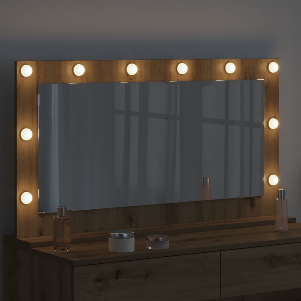 vidaXL Vanity Mirror Artisan Oak 100 x 55 x 18 cm Rectangular