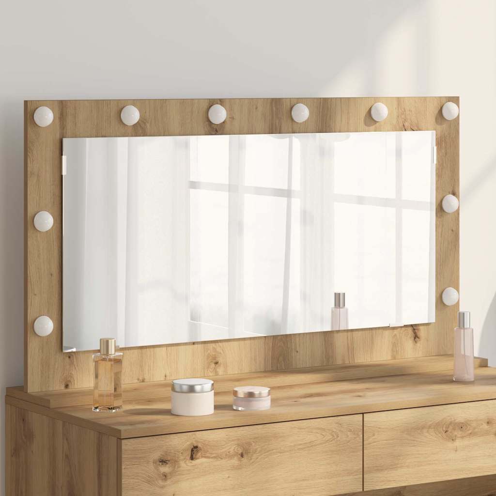 vidaXL Vanity Mirror Artisan Oak 100 x 55 x 18 cm Rectangular