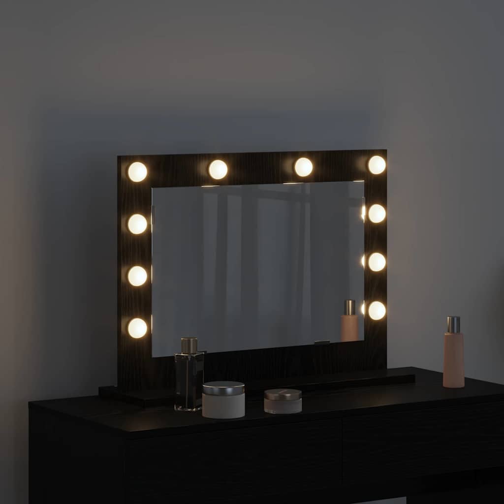 vidaXL Vanity Mirror Rectangular with Mirror Black Oak 60 x 45 x 18 cm