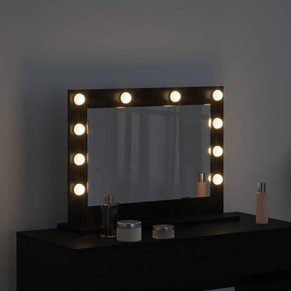 vidaXL Vanity Mirror Rectangular with Mirror Black Oak 60 x 45 x 18 cm