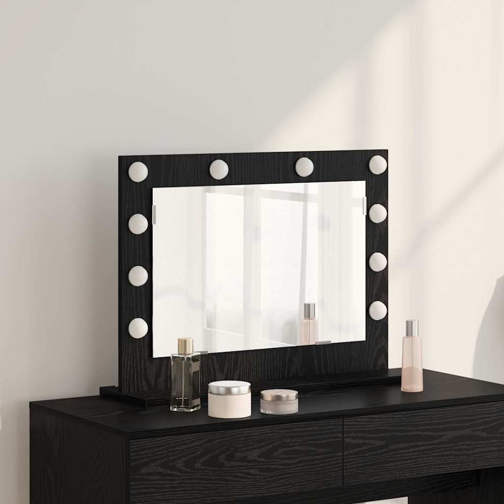 vidaXL Vanity Mirror Rectangular with Mirror Black Oak 60 x 45 x 18 cm