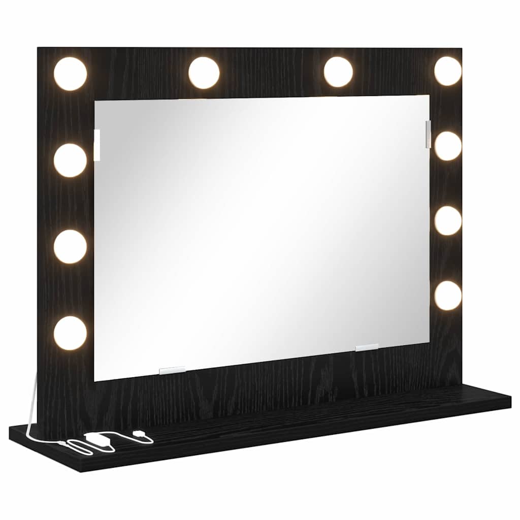 vidaXL Vanity Mirror Rectangular with Mirror Black Oak 60 x 45 x 18 cm
