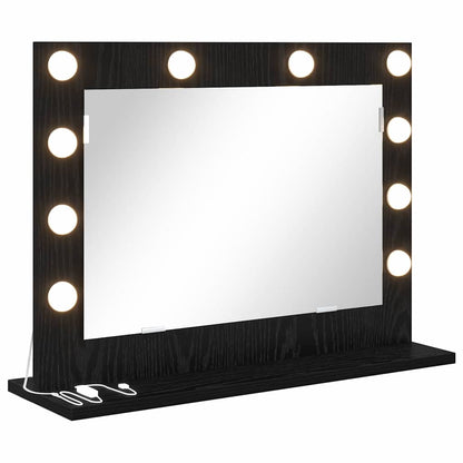 vidaXL Vanity Mirror Rectangular with Mirror Black Oak 60 x 45 x 18 cm