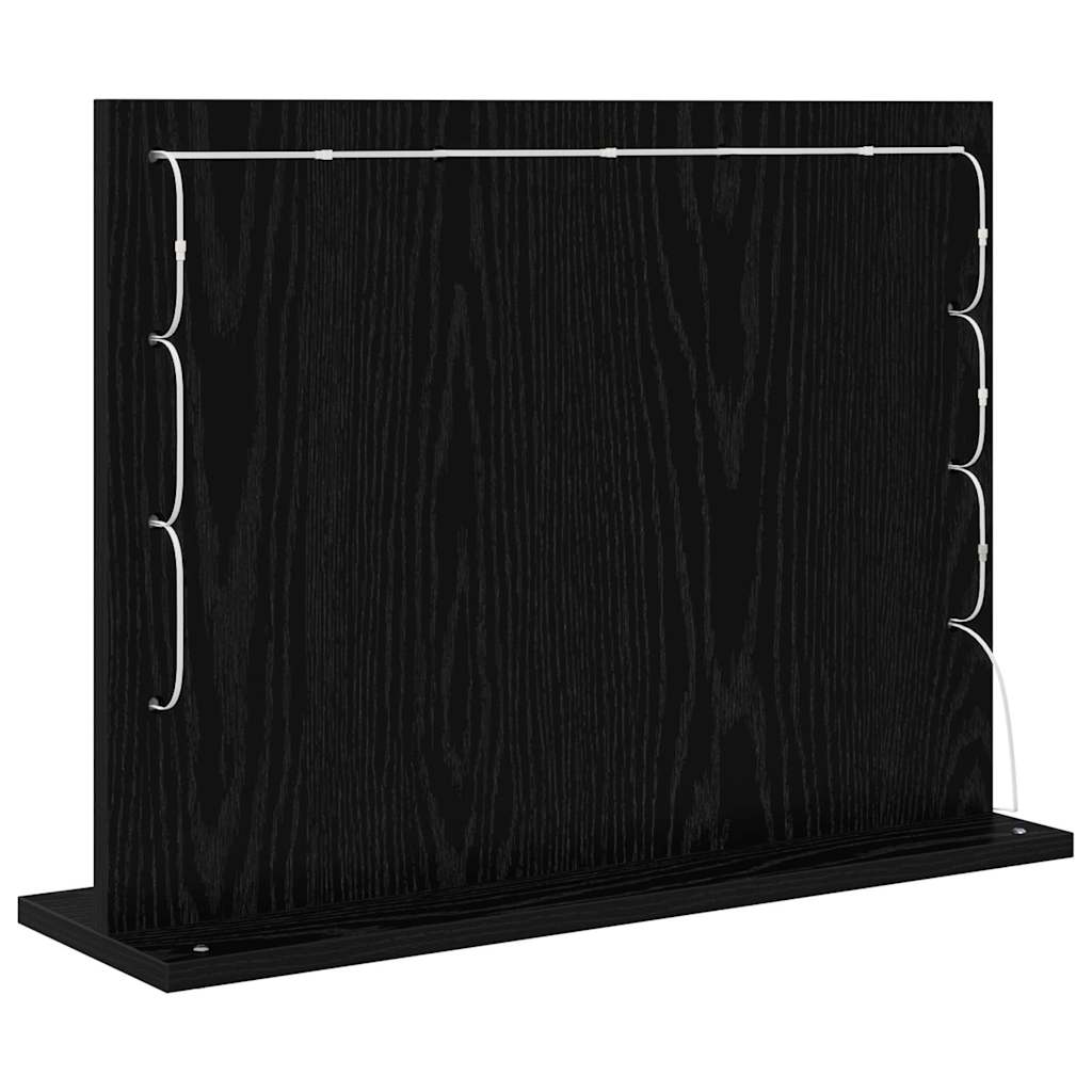 vidaXL Vanity Mirror Rectangular with Mirror Black Oak 60 x 45 x 18 cm