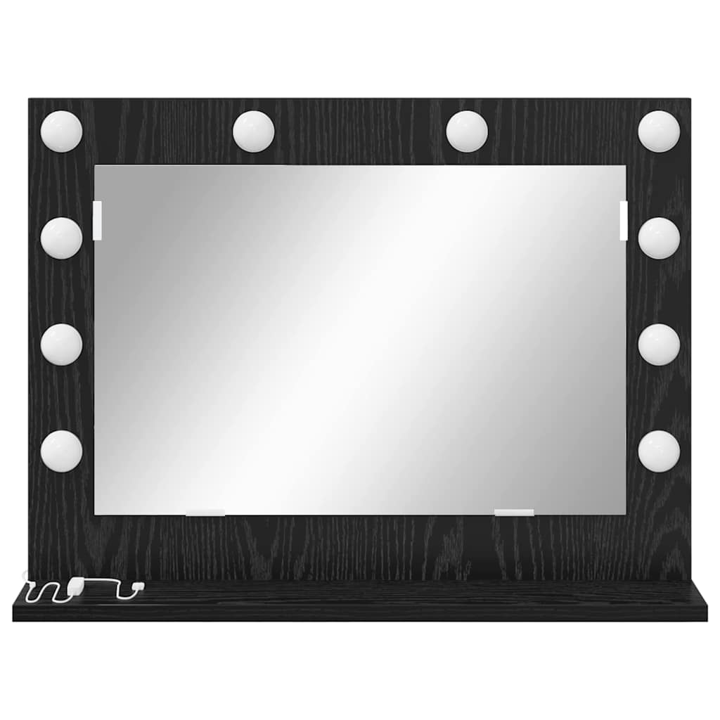vidaXL Vanity Mirror Rectangular with Mirror Black Oak 60 x 45 x 18 cm