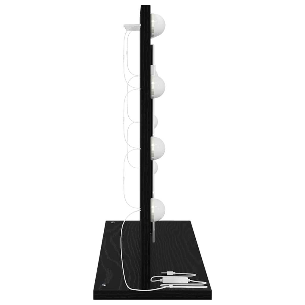 vidaXL Vanity Mirror Rectangular with Mirror Black Oak 60 x 45 x 18 cm