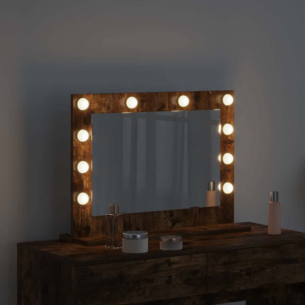 vidaXL Vanity Mirror Rectangular Smoked Oak 60 x 45 x 18 cm
