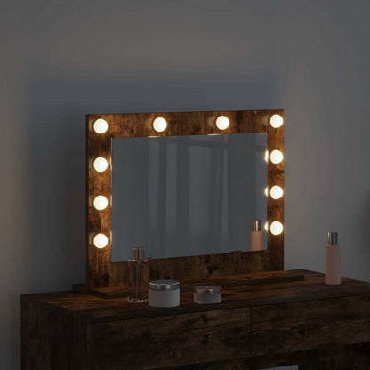 vidaXL Vanity Mirror Rectangular Smoked Oak 60 x 45 x 18 cm