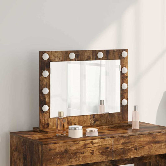 vidaXL Vanity Mirror Smoked Oak 60 x 45 x 18 cm Rectangular
