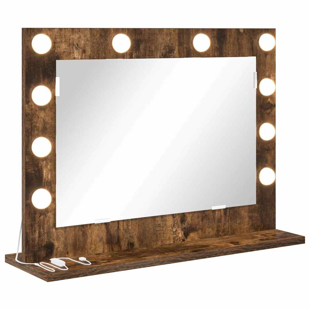 vidaXL Vanity Mirror Rectangular Smoked Oak 60 x 45 x 18 cm