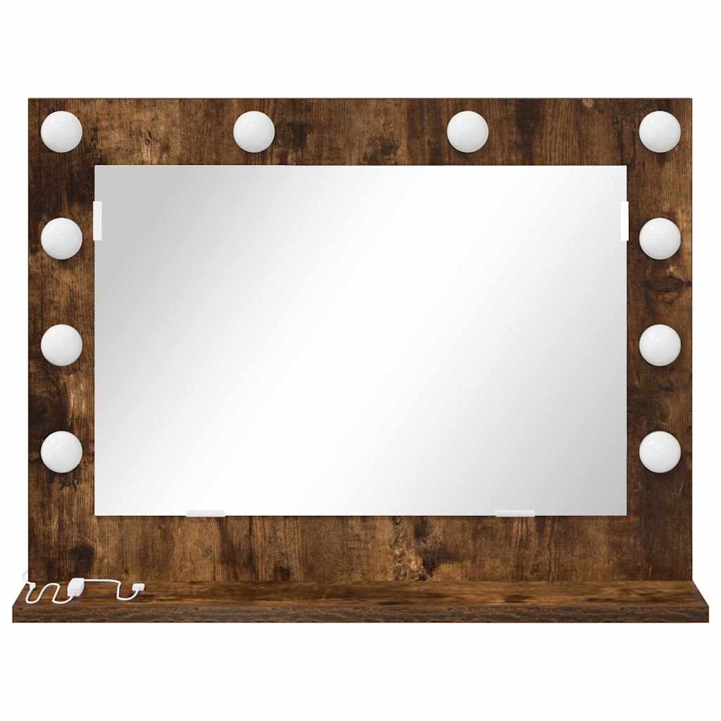 vidaXL Vanity Mirror Rectangular Smoked Oak 60 x 45 x 18 cm