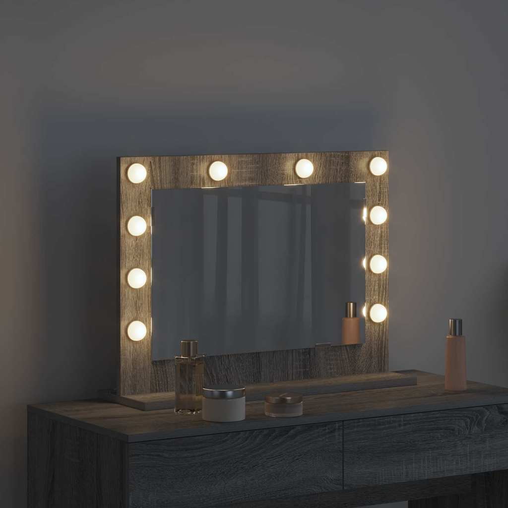 vidaXL Vanity Mirror Rectangular Grey Sonoma 60 x 45 x 18 cm