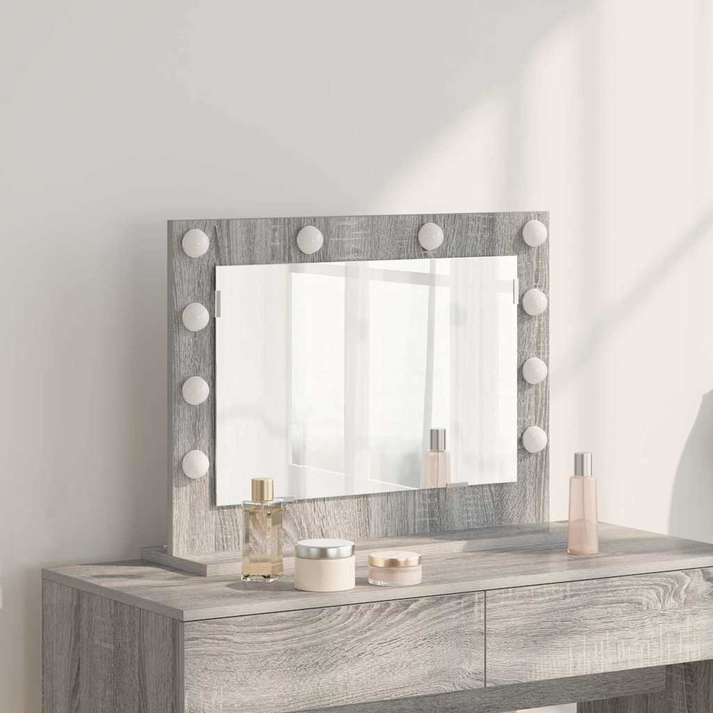 vidaXL Vanity Mirror Rectangular Grey Sonoma 60 x 45 x 18 cm