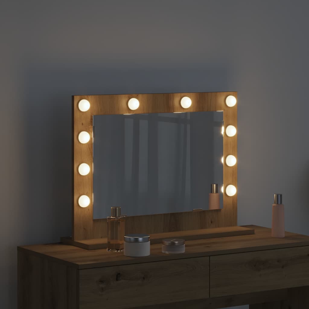 vidaXL Vanity Mirror Artisan Oak 60 x 45 x 18 cm Rectangular