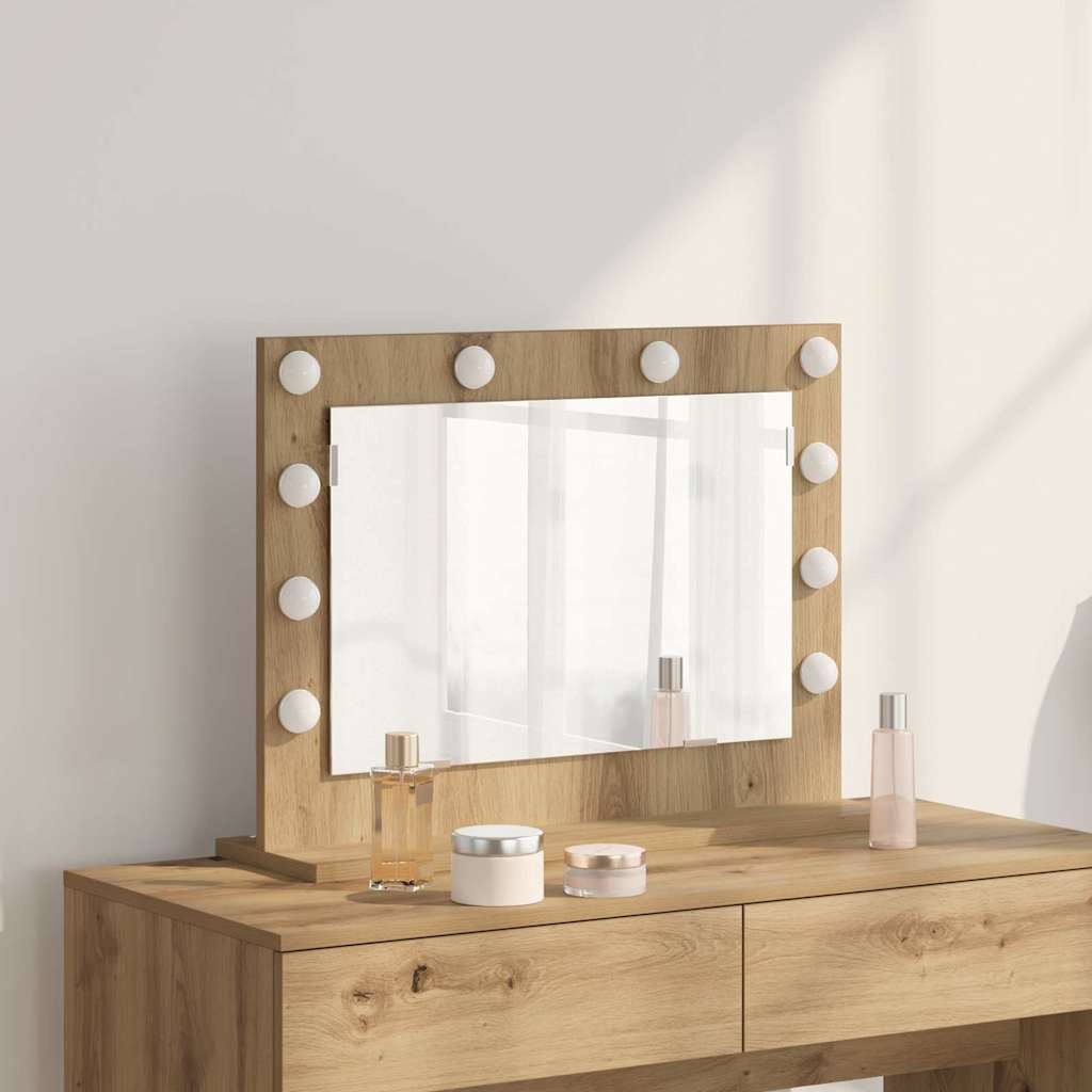 vidaXL Vanity Mirror Artisan Oak 60 x 45 x 18 cm Rectangular