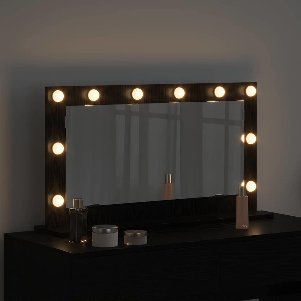 vidaXL Vanity Mirror Rectangular with Mirror Black Oak 80 x 45 x 18 cm