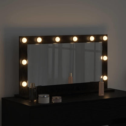 vidaXL Vanity Mirror Rectangular with Mirror Black Oak 80 x 45 x 18 cm
