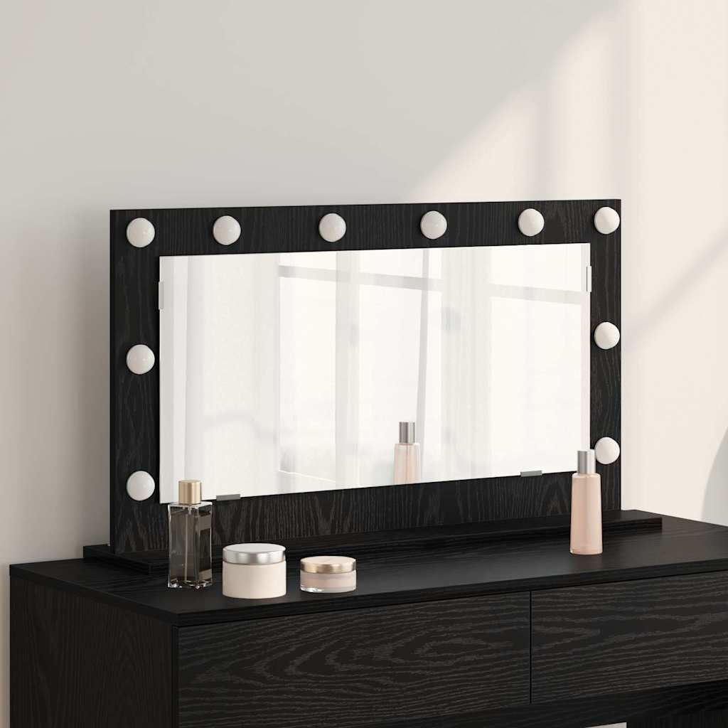 vidaXL Vanity Mirror Rectangular with Mirror Black Oak 80 x 45 x 18 cm