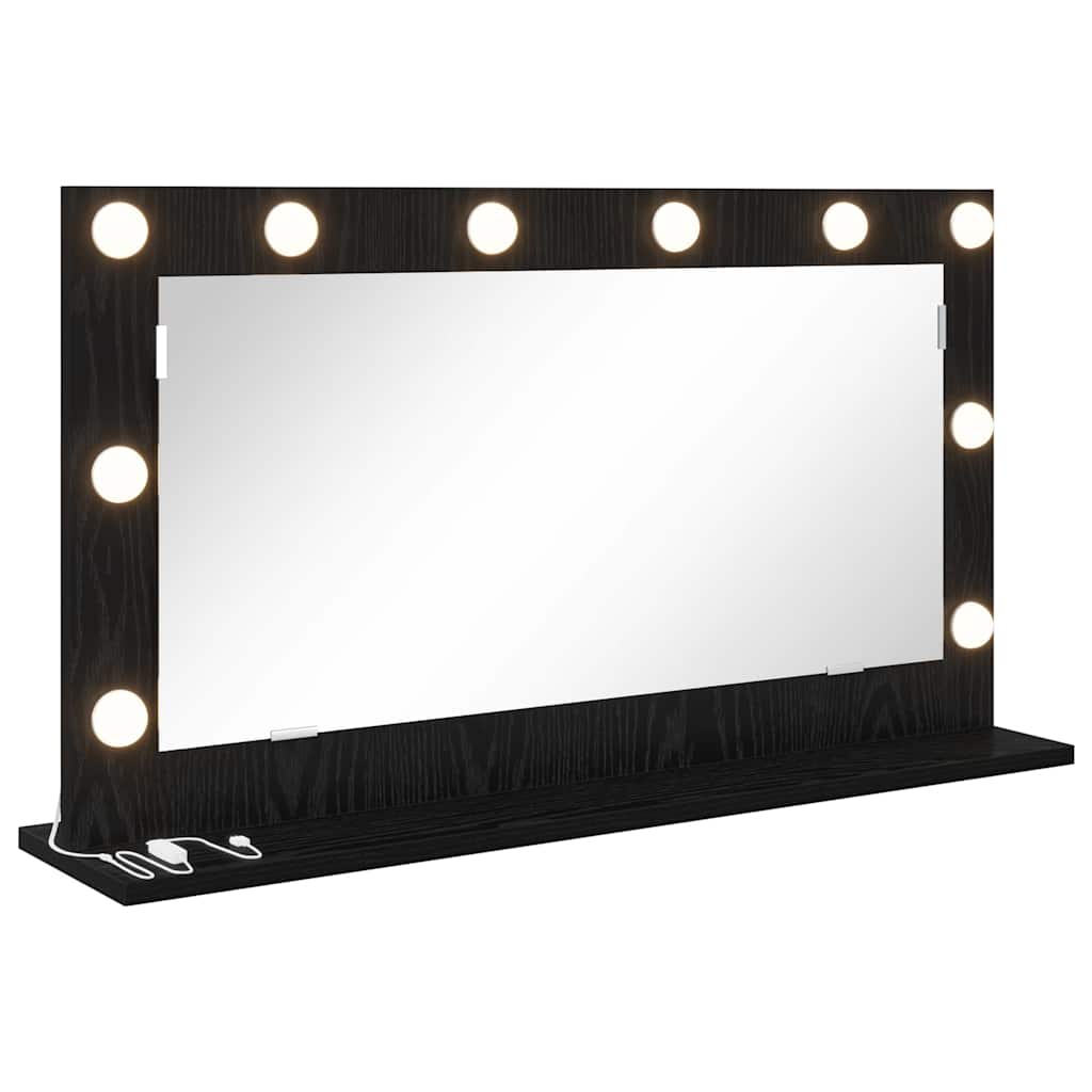 vidaXL Vanity Mirror Rectangular with Mirror Black Oak 80 x 45 x 18 cm