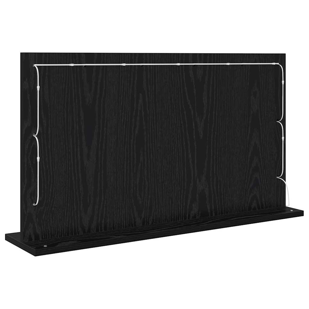 vidaXL Vanity Mirror Rectangular with Mirror Black Oak 80 x 45 x 18 cm
