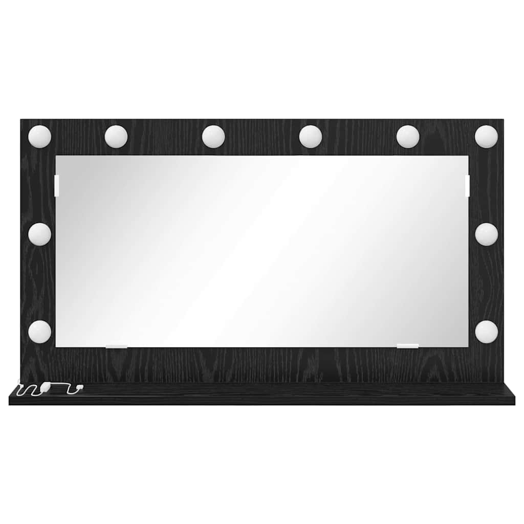 vidaXL Vanity Mirror Rectangular with Mirror Black Oak 80 x 45 x 18 cm