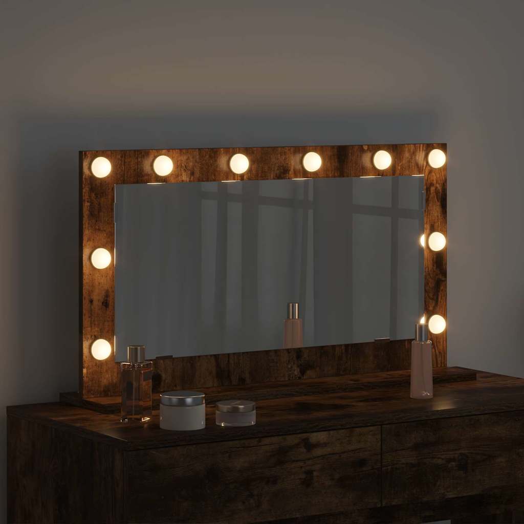 vidaXL Vanity Mirror Rectangular Smoked Oak 80 x 45 x 18 cm