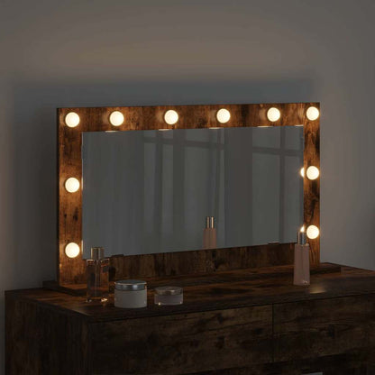 vidaXL Vanity Mirror Rectangular Smoked Oak 80 x 45 x 18 cm