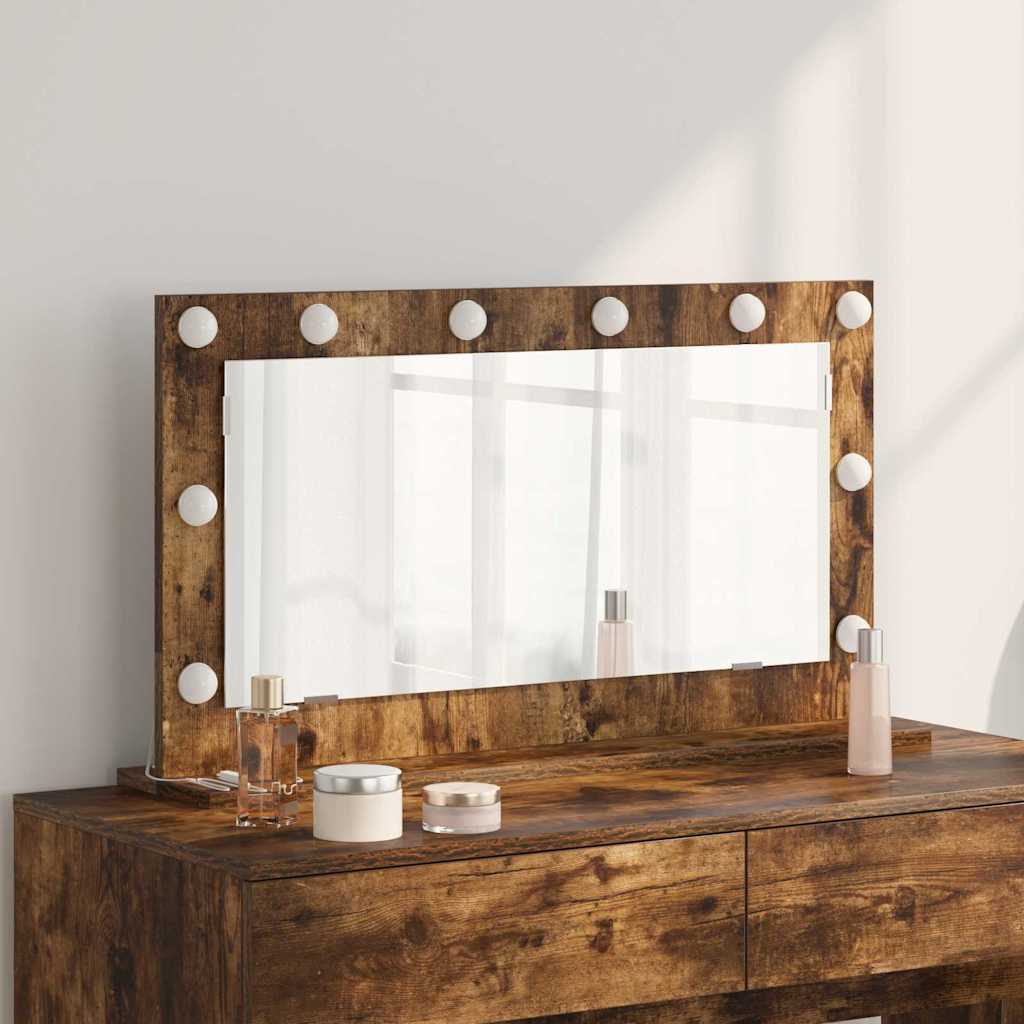 vidaXL Vanity Mirror Rectangular Smoked Oak 80 x 45 x 18 cm
