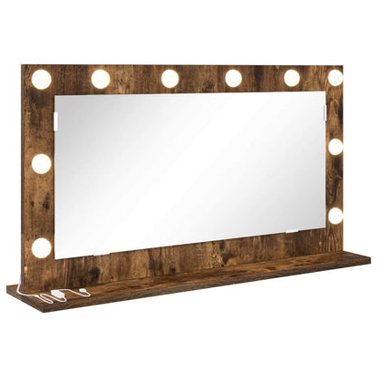 vidaXL Vanity Mirror Rectangular Smoked Oak 80 x 45 x 18 cm