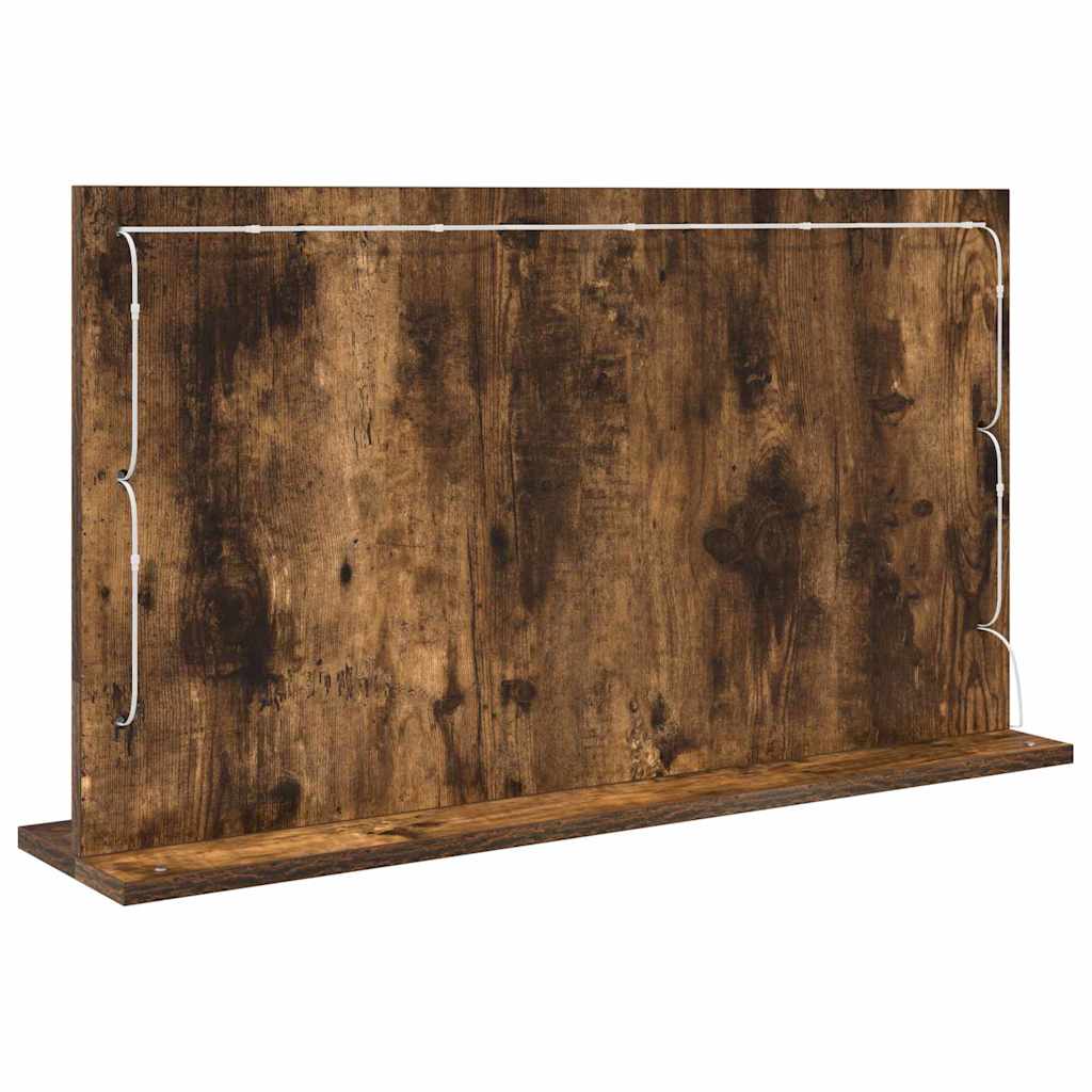 vidaXL Vanity Mirror Rectangular Smoked Oak 80 x 45 x 18 cm