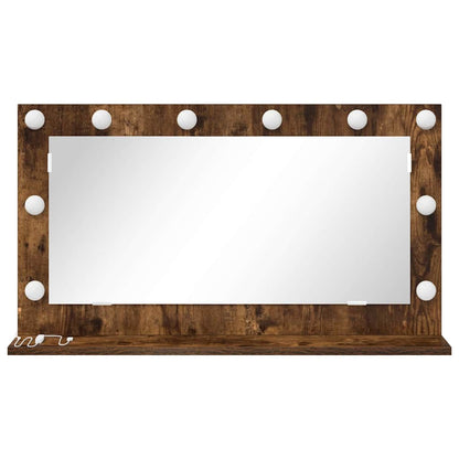 vidaXL Vanity Mirror Rectangular Smoked Oak 80 x 45 x 18 cm