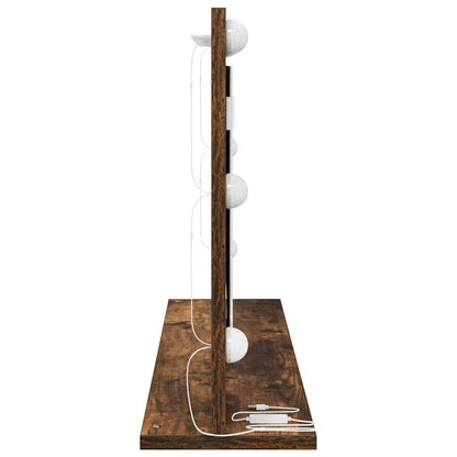 vidaXL Vanity Mirror Rectangular Smoked Oak 80 x 45 x 18 cm