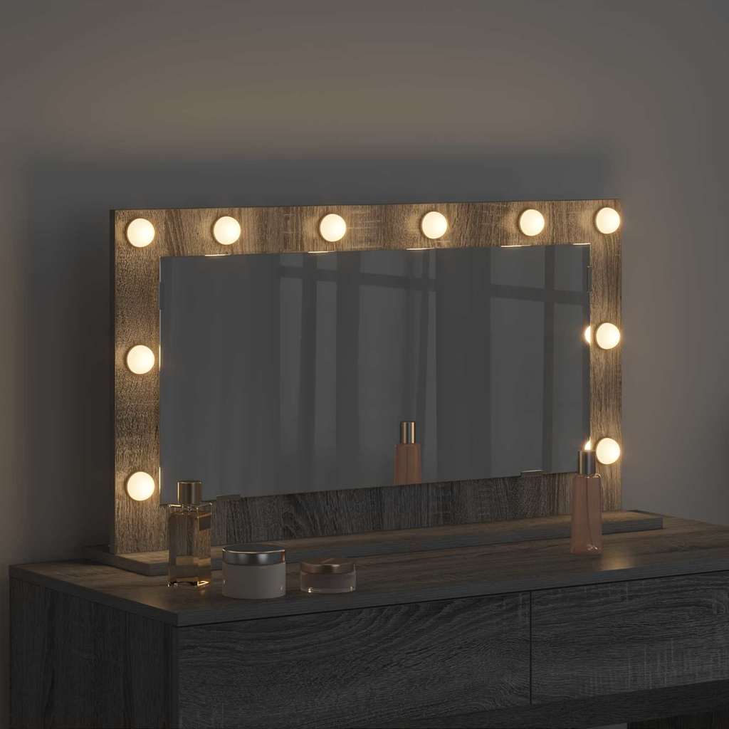 vidaXL Vanity Mirror Rectangular Grey Sonoma 80 x 45 x 18 cm