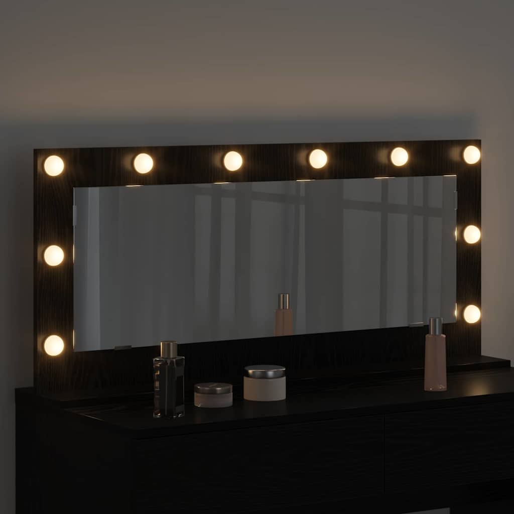 vidaXL Vanity Mirror Rectangular Black Oak 100 x 45 x 18 cm