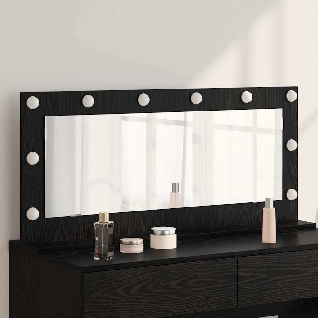 vidaXL Vanity Mirror Rectangular Black Oak 100 x 45 x 18 cm