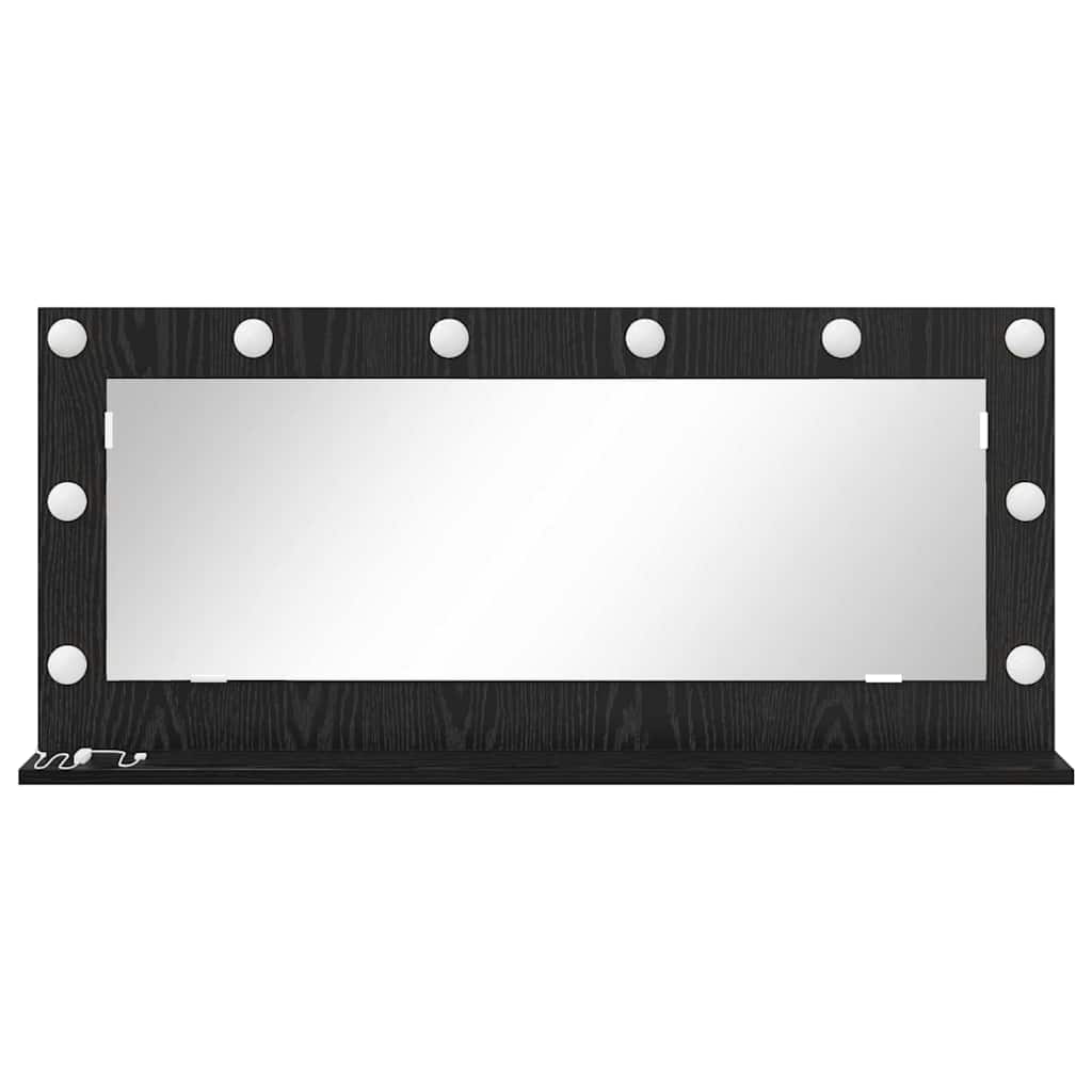 vidaXL Vanity Mirror Rectangular Black Oak 100 x 45 x 18 cm